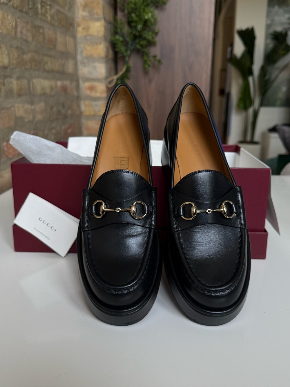 Gucci Black Kama Leather Horsebit Loafers for Women